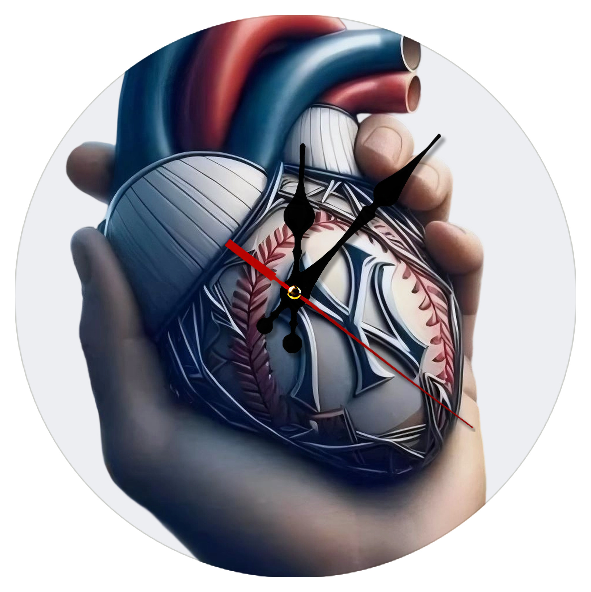 New York Yankees Heart Silent Round Wall Clock – Modern & Stylish DIY Design, Durable Wood Construction, Easy To Install – Perfect For Office, Bedroom, Living Room, And More